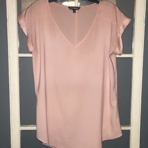 Express Pink High-Low Short Sleeve Blouse
